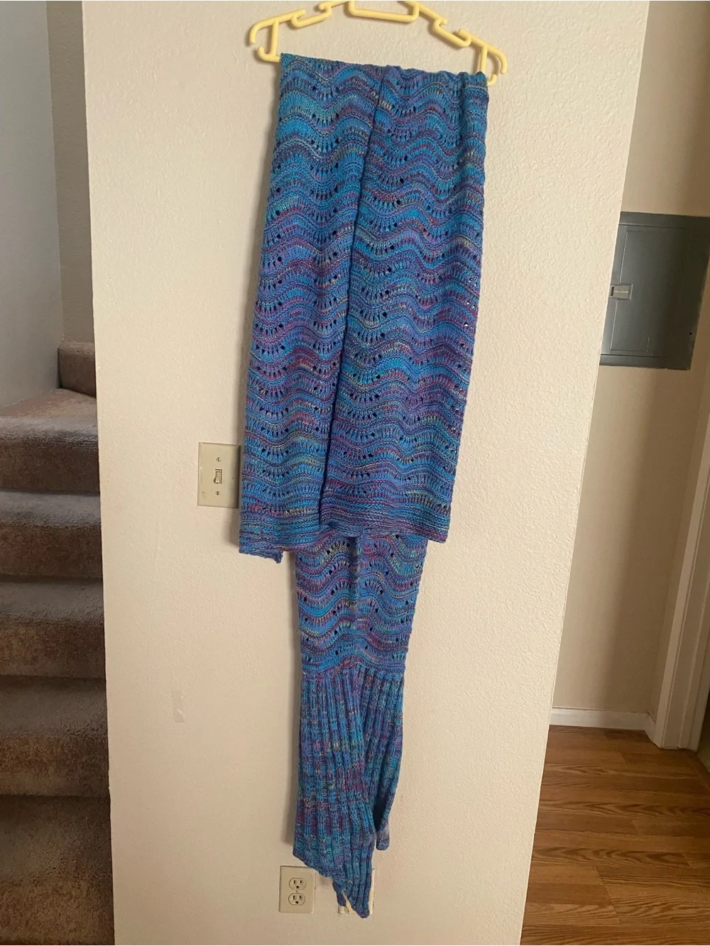 Blue Multicolor Knit Mermaid Maxi Skirt